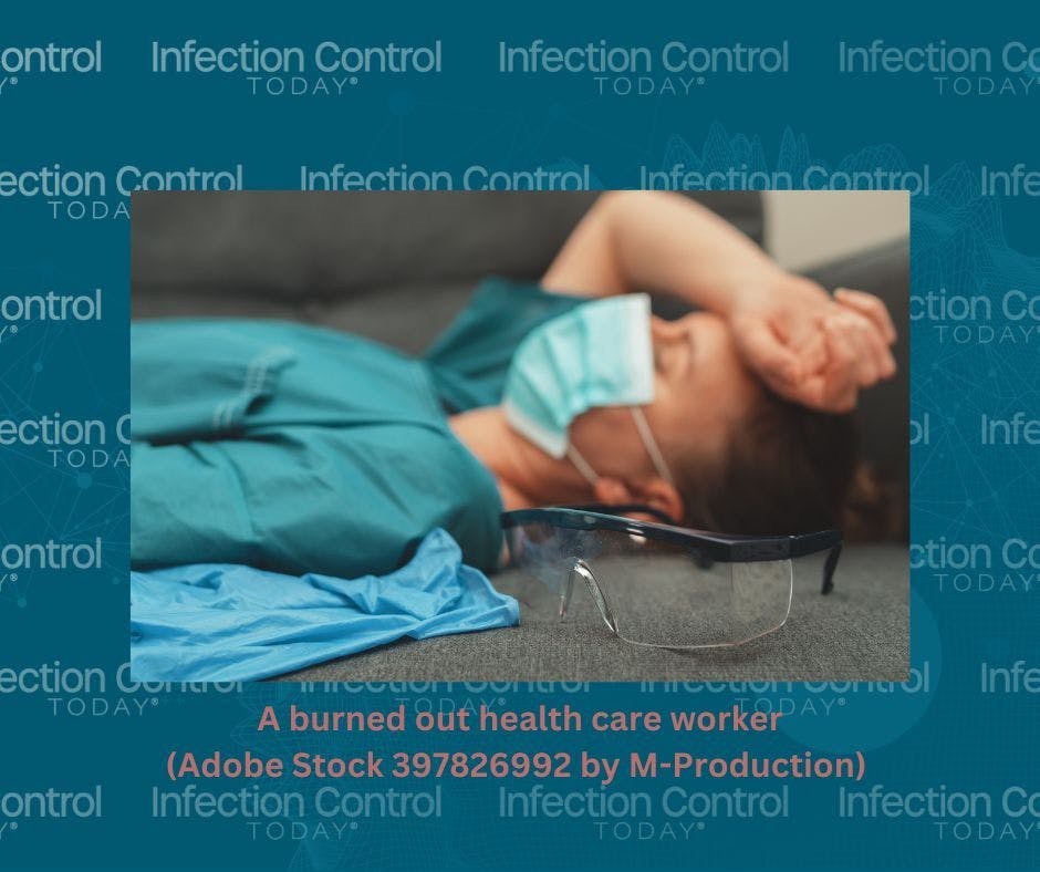 A burned-out health care worker.  (Adobe Stock 397826992 by M-Production)