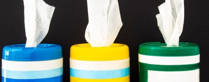 picture of three disinfectant wipe containers