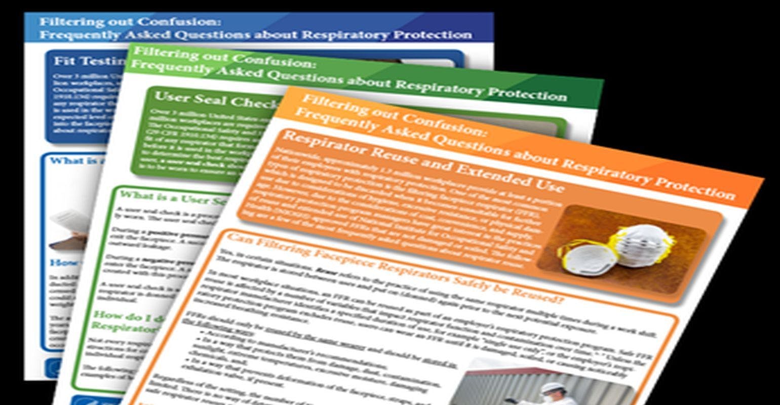 NIOSH Offers Free Fact Sheets on Respiratory Protection