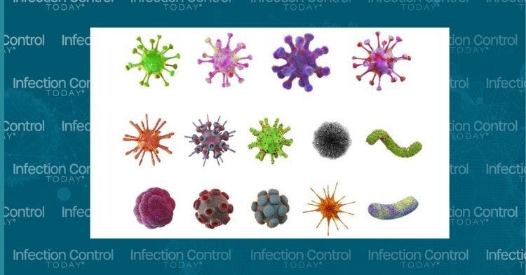 COVID-19 germs, fungi, bacteria objects. (Adobe Stock 584704860 by chawalit)