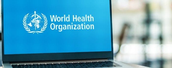 world health organization name and logo on a laptop 