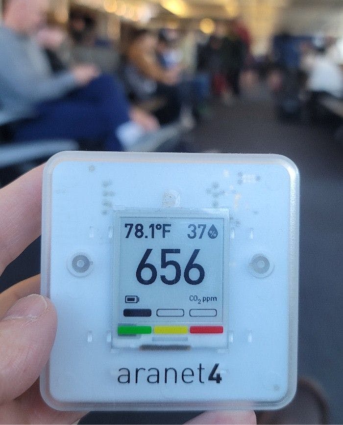 Figure 2: A carbon dioxide monitor showing 656.  (Photo credit: author) 