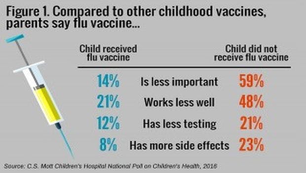 Parents Rate Flu Vaccine Less Important, Effective, Safe Than Other Childhood Vaccines