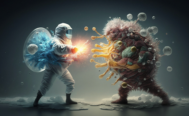 Infection prevention personnel fight against the enemy, infections.   (Adobe Stock 570548731 by giorgi) 