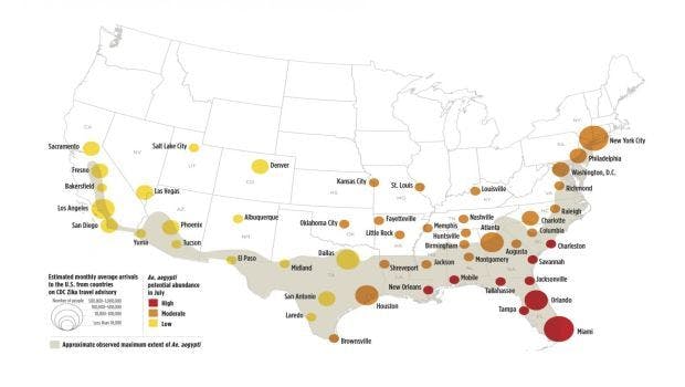 Potential Zika Virus Risk Estimated for 50 U.S. Cities