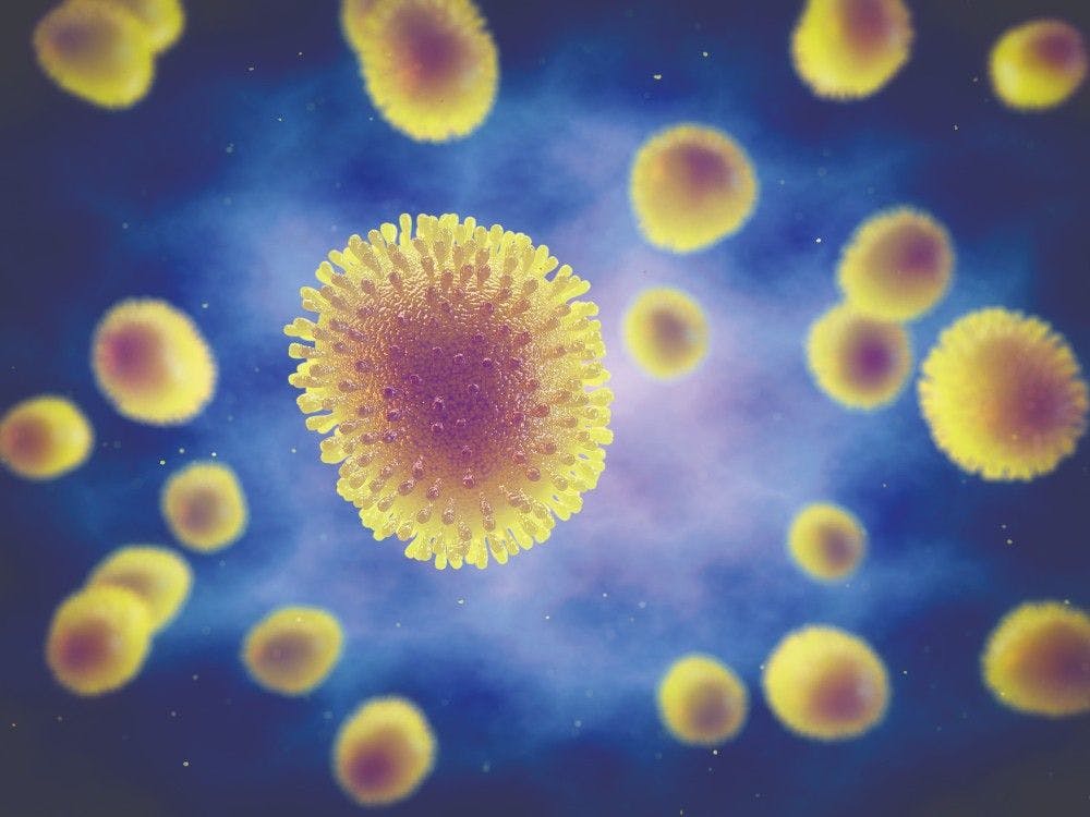 microscopic image of influenza virus