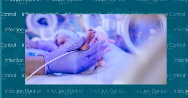 Photo of doctor's hands holding legs of a newborn in an incubator in a  neonatal intensive care unit.  (Adobe Stock, 464090504 by Iryna)